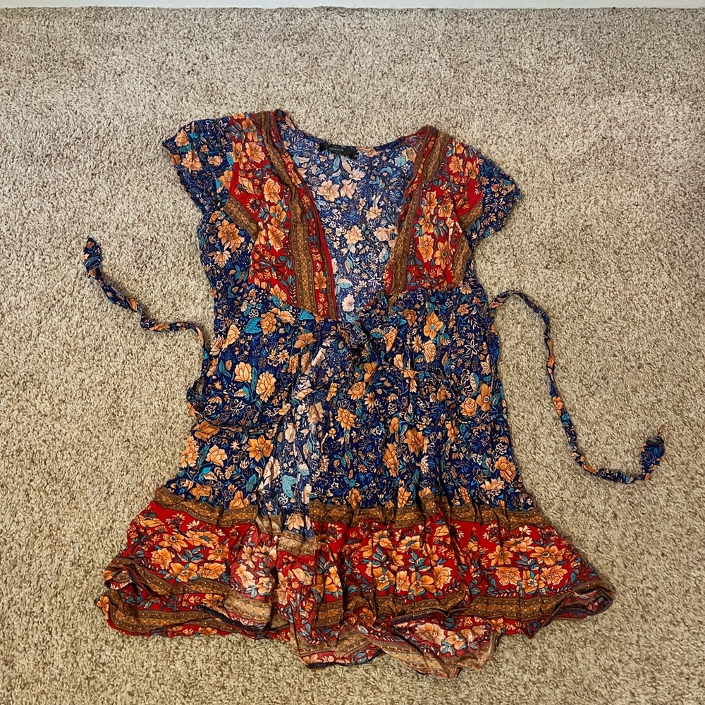 Zesica Floral Print wrap dress